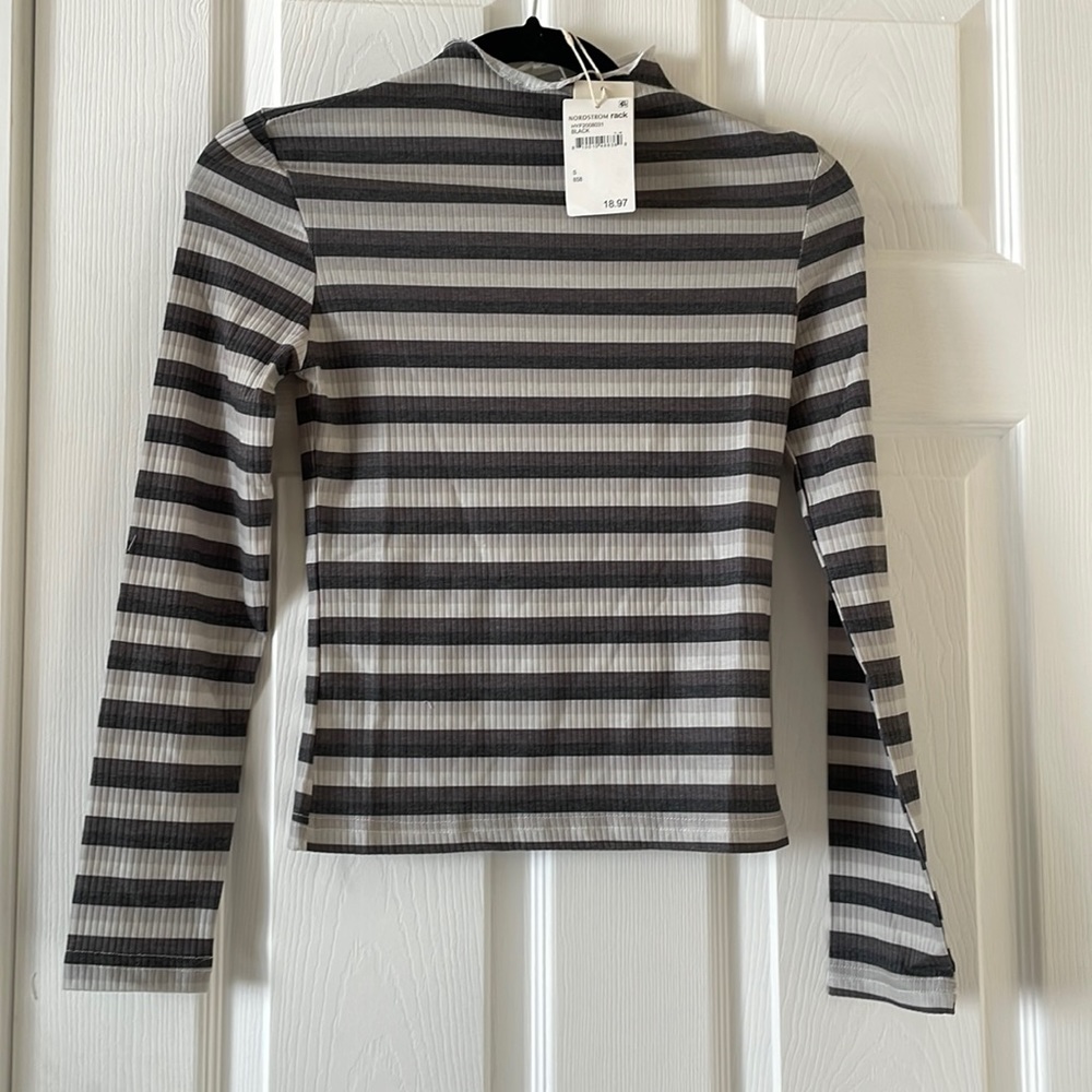 Cali Be striped mock neck top